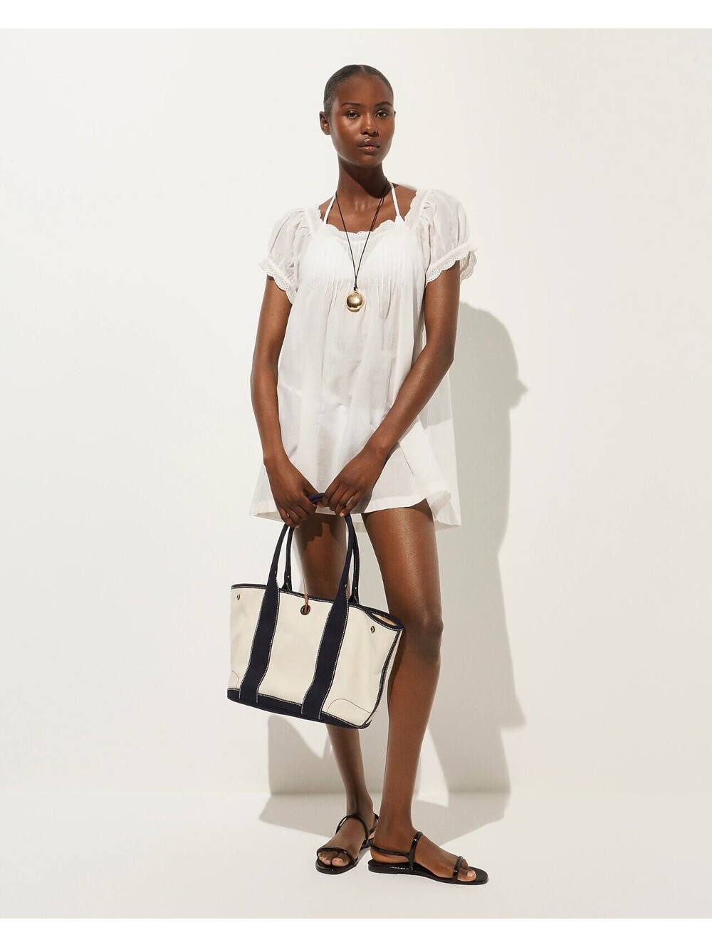 J.Crew White Voile Cotton Babydoll Puff Sleeve Scallop Trim Dress Swim Coverup